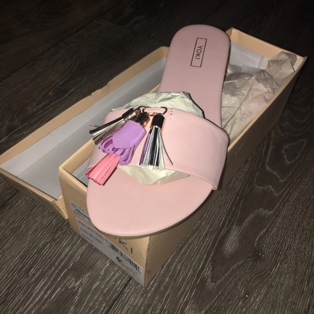 Yoki Blush Tassel Sandals